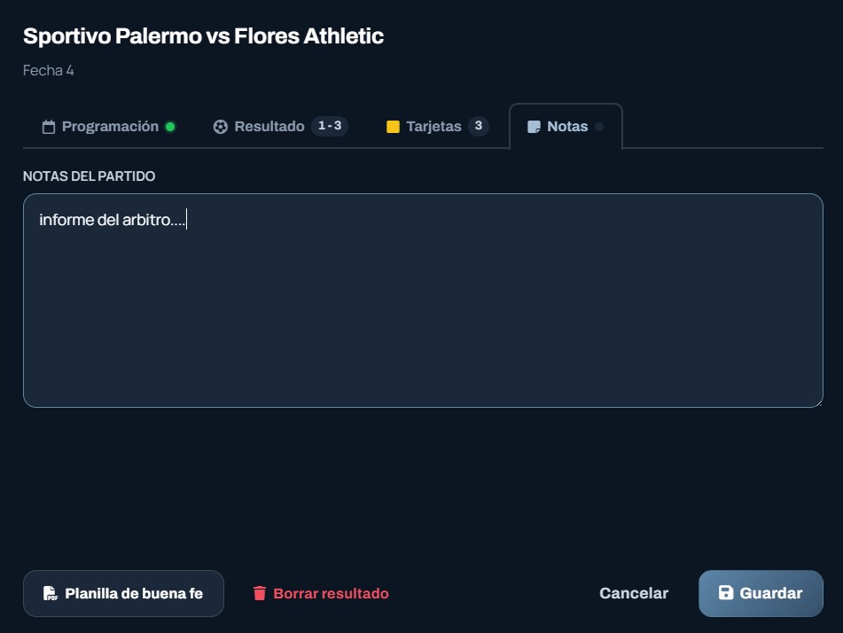 Notas del partido