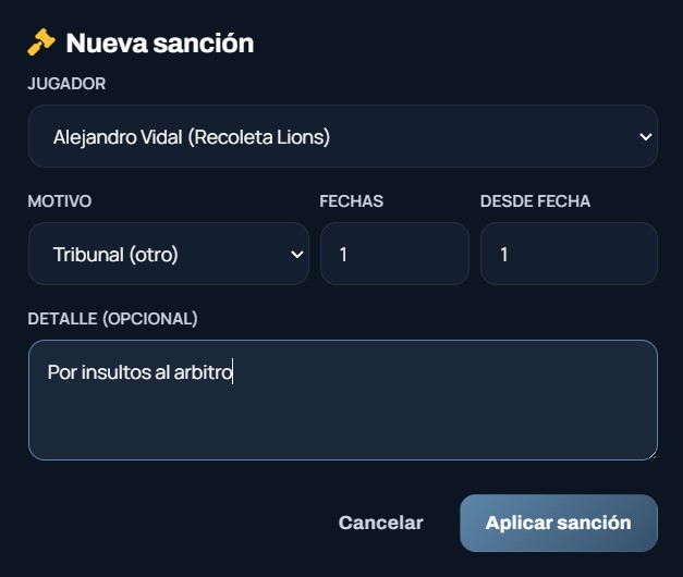 Editar una sanción