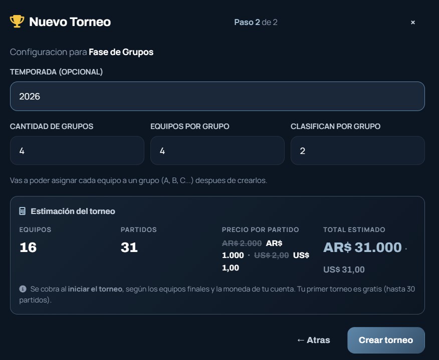 Elegir el formato del torneo