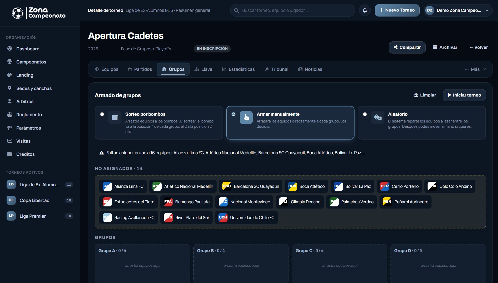 Generación del fixture de grupos