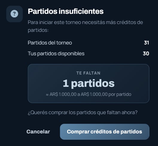 Comprar créditos al iniciar