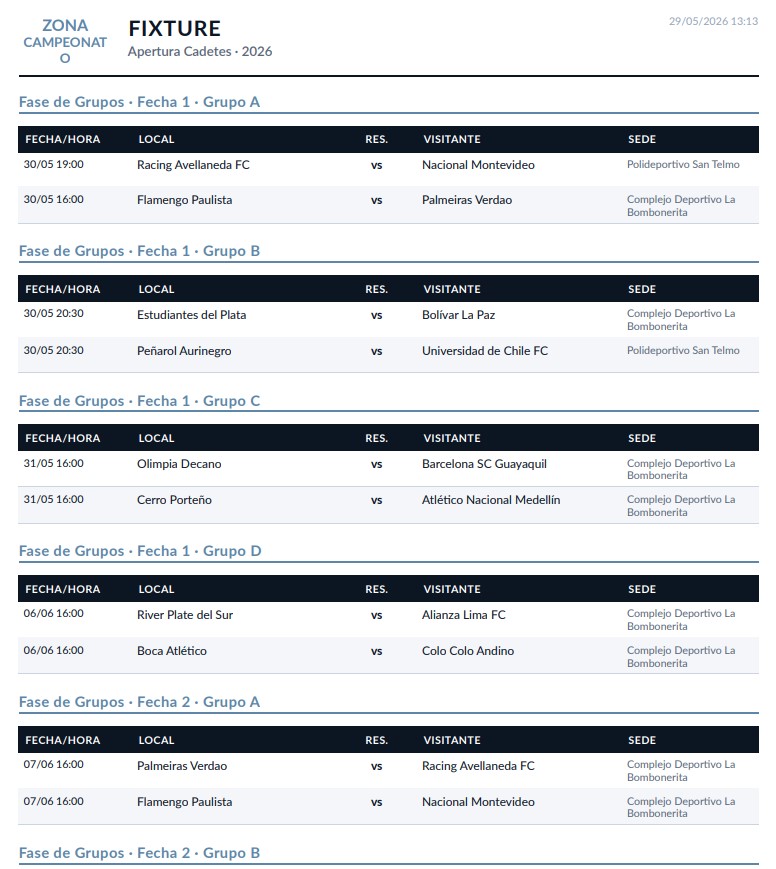 PDF del fixture